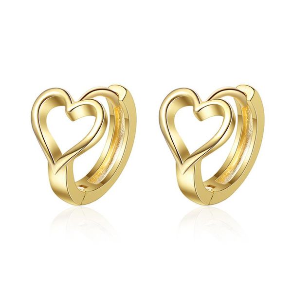

hoop & huggie women's fashion small earrings heart shape golden/white minimal huggies tiny female earring piercing jewelry gifts, Golden;silver