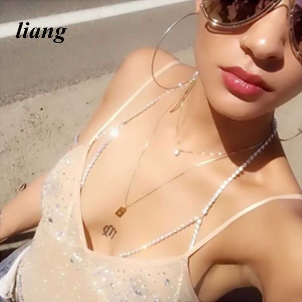 

breast chain gold silver color body chain club jewelry for women necklace beach bikini bra harness belly chains hang a neck p0811