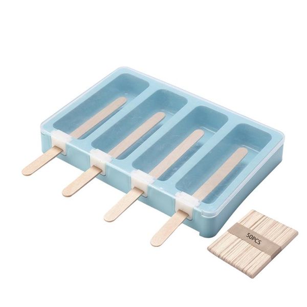 

baking moulds 2/4 cells molds ice- mold ice cream maker with 50pcs sticks reusable for homemade juice purees mould
