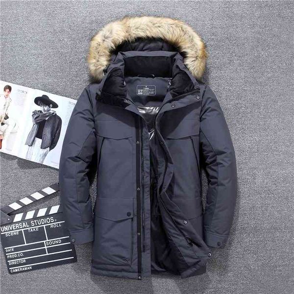 

2020 new listed large wool collar winter men's fattening medium and long down jacket 61913, Black