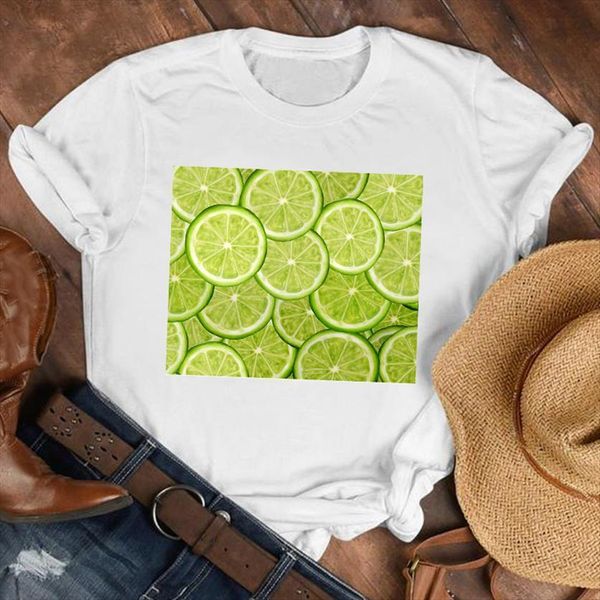 

90s cartoon lemon casual women printing fruit fashion clothes tee womens female print t graphic, White
