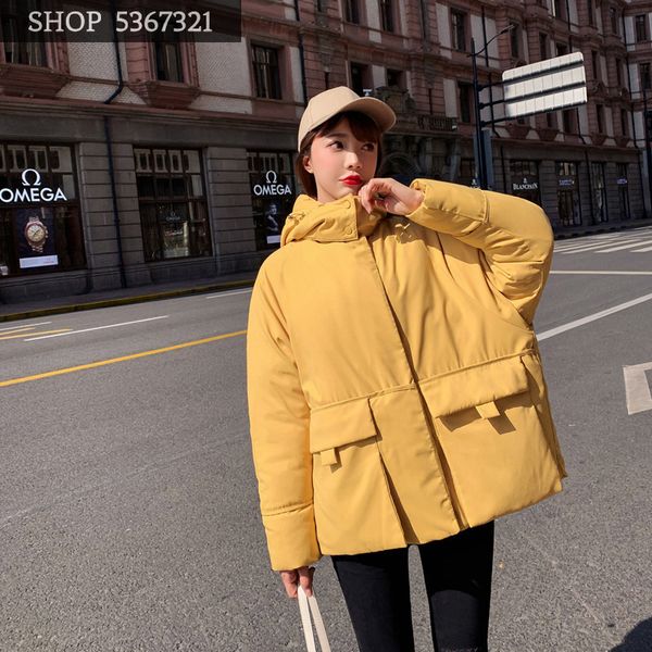 

cotton-padded clothes woman 2021 bread serve short fund down cotton will code easy thickening loose coat cotton, Black