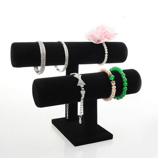 

jewelry pouches, bags ly 2 tier t-bar bracelet display stand holder for storage jewelery vk-ing, Pink;blue