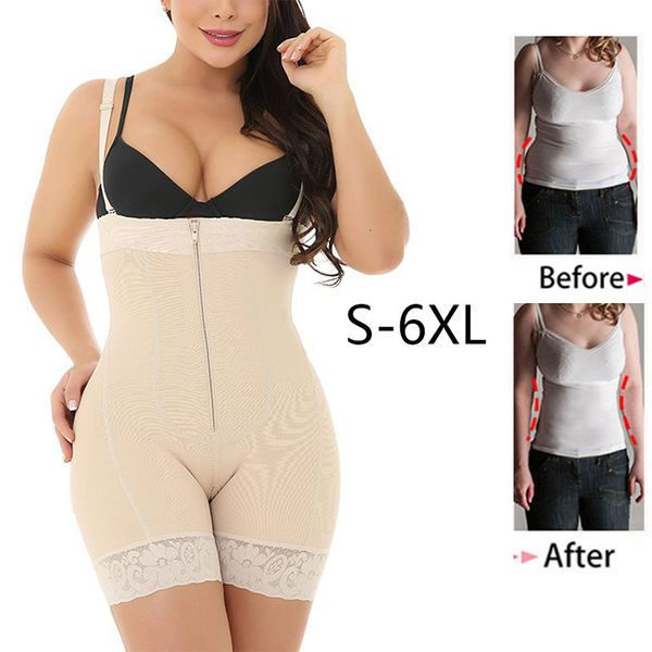 

lover-beauty women waist trainer bulifter shapewear full body shaper underbust bodysuit slimming underwear seamless, Black;white