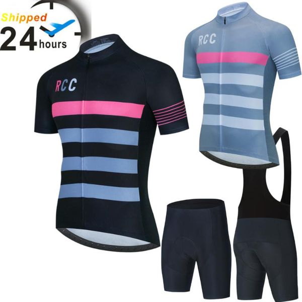 

racing sets 2021 rcc men cycling clothing summer breathable anti-uv shirt road bike 19d gel bib shorts short jersey set equipment, Black;blue