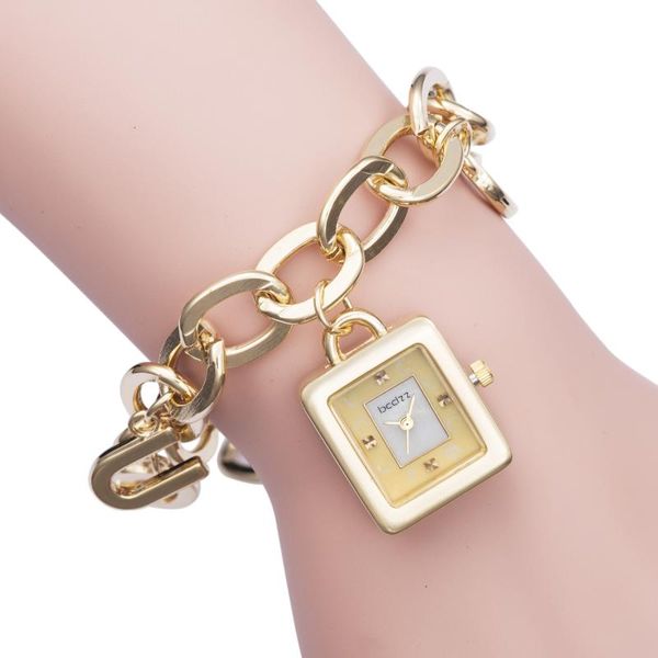 

wristwatches asj watch square gold bracelet quartz, Slivery;brown