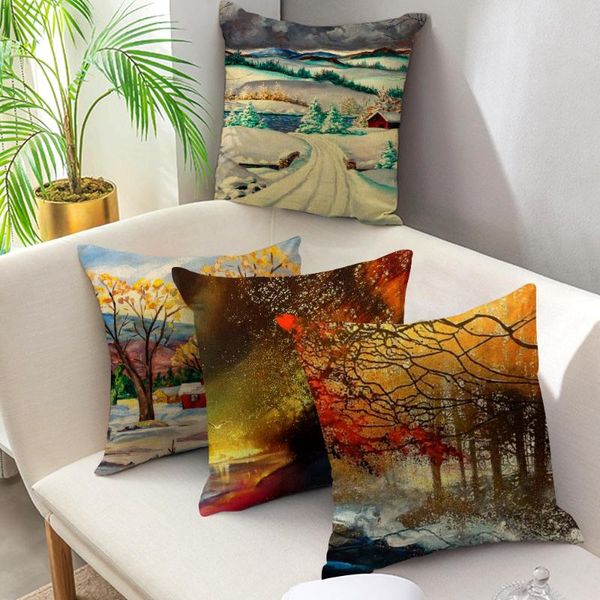 

pillow case fuwatacchi pillows printing cushion covers plant tree pattern cotton for bedroom sofa decorative 45*45cm