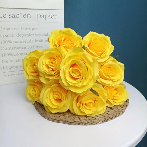 

decorative flowers & wreaths silk cloth rose flower 25 color selection bouquet diy accessories wedding wall home garden decoration 10 heads