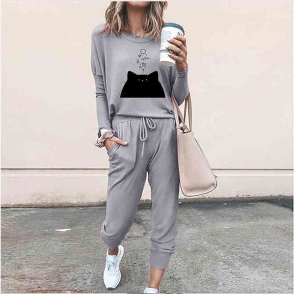 

women's two piece pants expressed autumn cross-border fashion european and american color released solid leisure suit sleeve zn5w, White