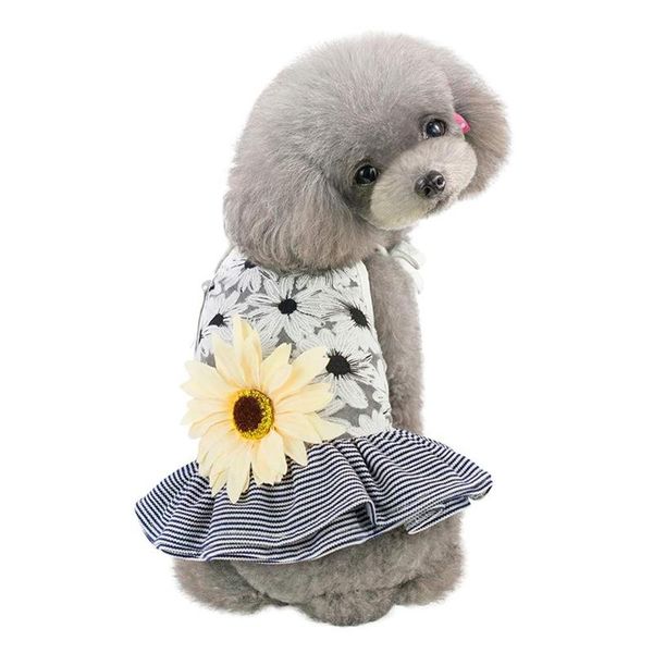 

dog apparel summer sunflower blossom pet dress for cat princess tutu skirt costumes apparel,black s