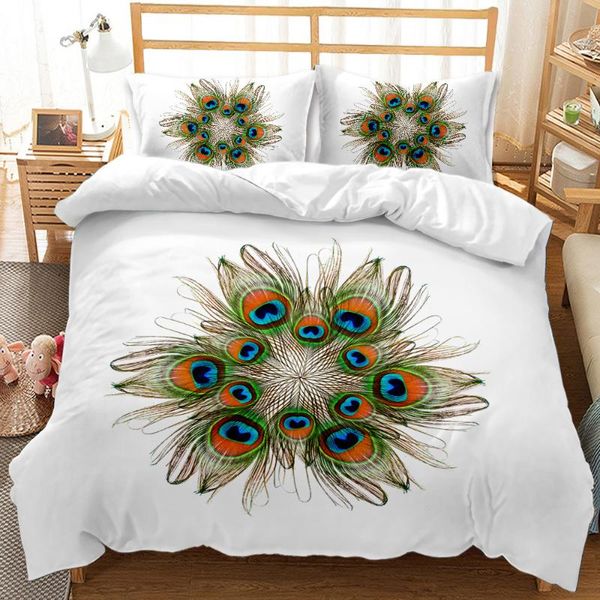 

bedding sets peacock feather set single twin full  king size bed aldult kid bedroom duvetcover 3d print 019