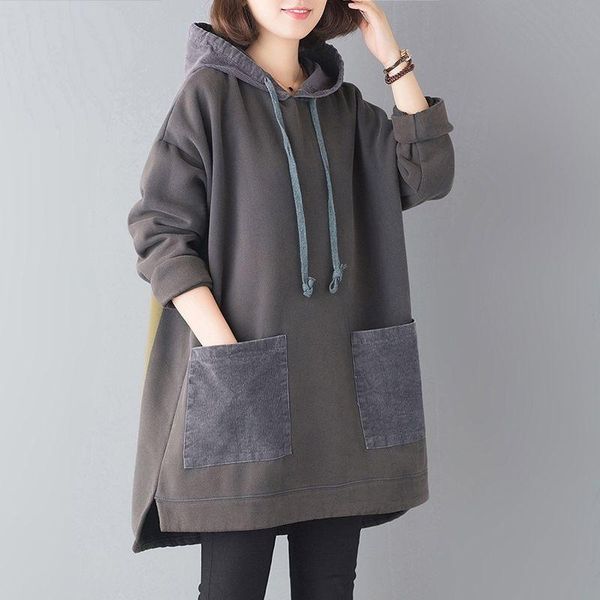 

women's hoodies & sweatshirts 2021 women fashion long sleeve female causal loose korean style student patchwork thick sweatshirt femini, Black