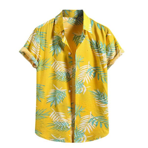 

beach style men shirt summer breathable hawaiian shirt camisa masculina leaves casual male printed plus size, White;black