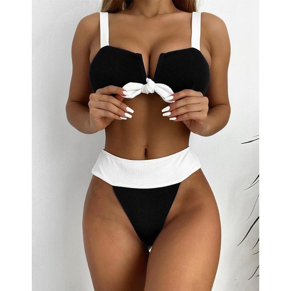 

women's swimwear high waist bikini 2021 swimsuit female leg bikinis set wear swimming for bathing suit women swimsuits, White;black