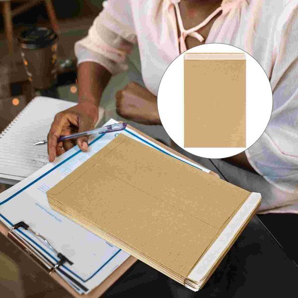 

gift wrap 50pcs kraft paper envelopes greeting cards files storage bags (khaki)