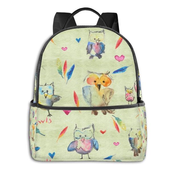 

backpack 2021 women men cute owls watercolor trend teenager school bag couples back pack travel