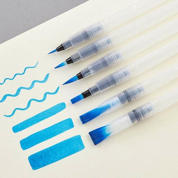 

6Pcs Portable Markers Paint Brush Water Color Brush Soft Watercolor Brush Pen for Beginner Painting Drawing Art Supplies