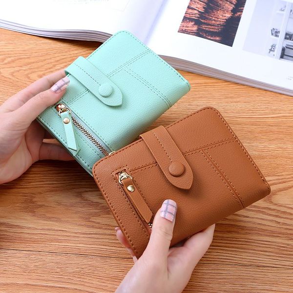 

wallets 2021 ladies wallet fashion korean women's short folding clutch bag zipper purse card holder, Red;black