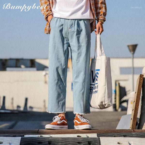 

men's jeans bumpybeast loose men's blue plus size casual skateboard pants baggy wide leg male ankle-length denim trousers1