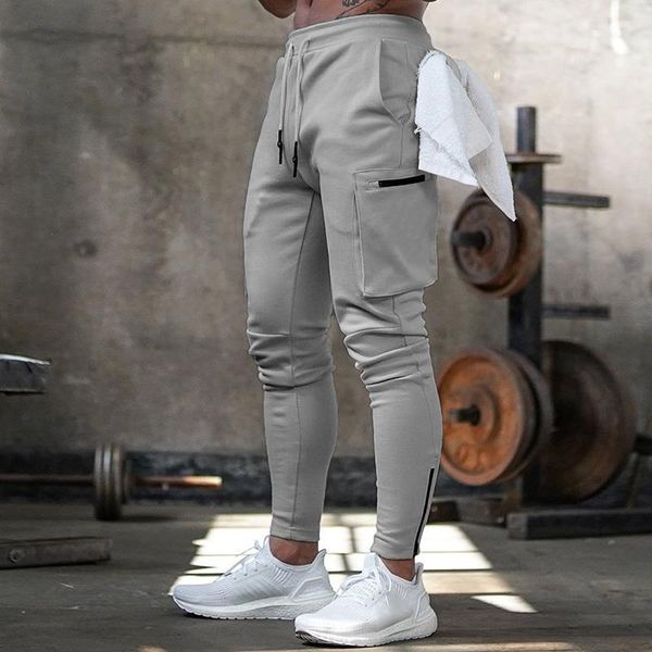 

joggers men 2021 streetwear trousers multiple zipper pockets muscle mens pants , sweatpants tracksuit men's, Black