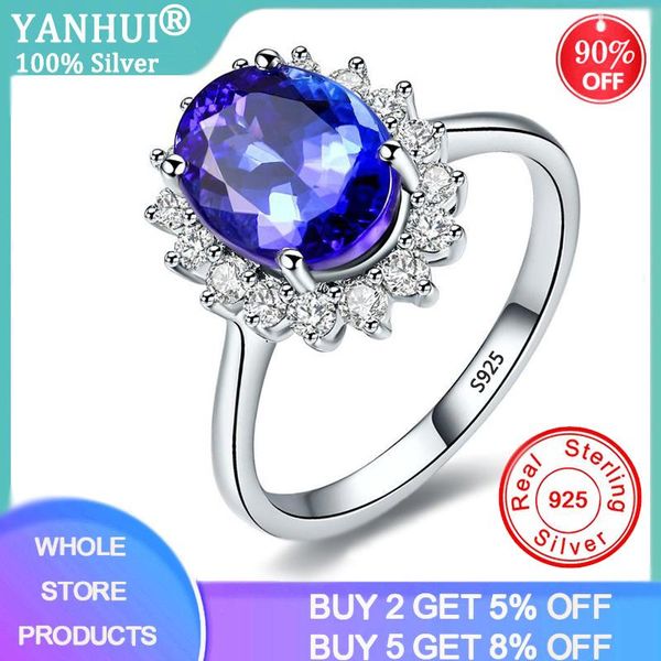 

cluster rings princess cut lab sapphire for women females blue crystal natural stone rhinestone engagement party jewelry accessory jz345, Golden;silver