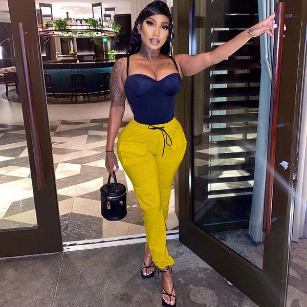 

women's pants & capris casual lace up cargo sweatpants fall 2021 womens fashion trousers vintage clothes y2k tracksuit high waist yello, Black;white
