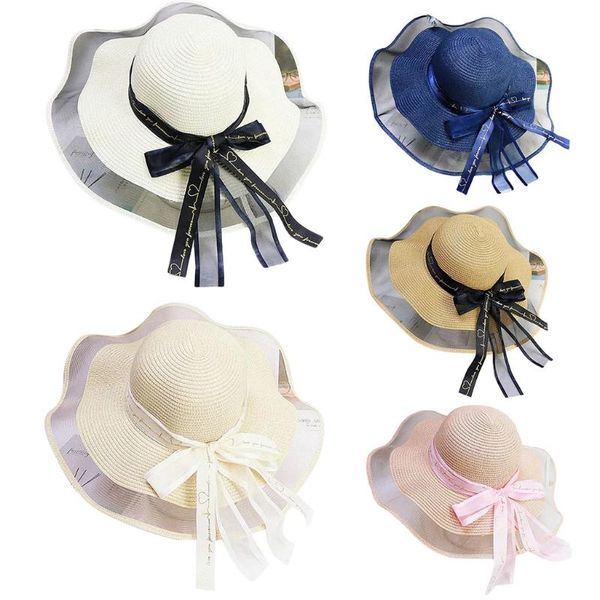 

wide brim hats lx9e stylish sun portable non-glare cap fancy outdoor all-day anti uv summer must have accessory, Blue;gray