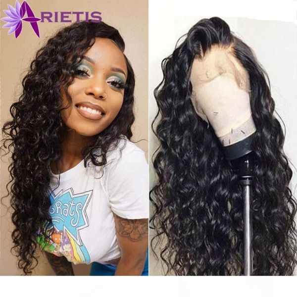 

13x4 water wave wig glueless lace front human hair wigs for black women preplucked hairline remy 13x4 lace frontal wig peruvian, Black;brown
