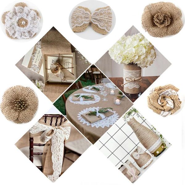 

decorative flowers & wreaths 2 pieces of handmade jute linen rose artificial flower bow retro antique wedding home decoration diy craft supp