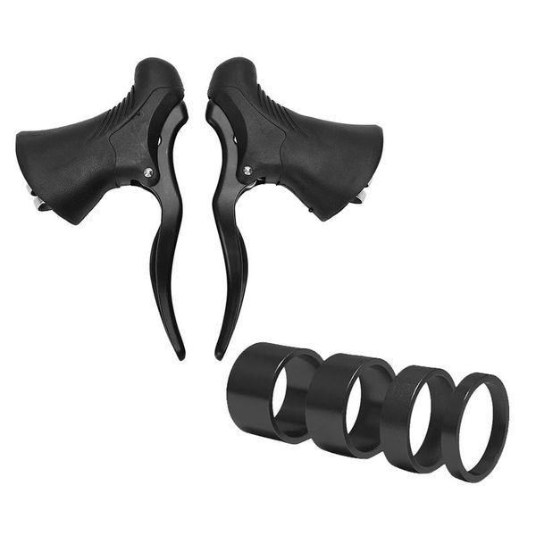 

tools 2pcs bicycle brake lever road front rear handle with 4pcs 5/10/15/20mm headset stem spacer mtb 28.6mm fork cap