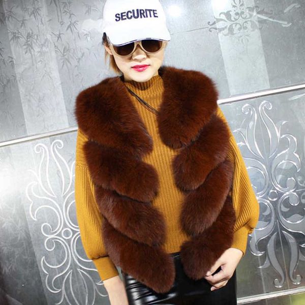 

women real fur vest fashion outwear waistcoat warm comfortable thick soft luxury natural fur coat for girls, Black