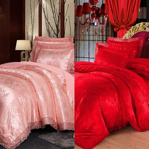 4 peças de prata marrom de luxo cetim algodão laço conjuntos de cama de casal cama king size cama de cama de edredão capa de cama conjunto de folha de cama pillowcases c0223