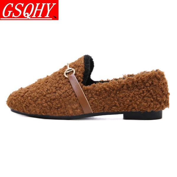 

slippers winter fluffy women's shoes fashion chain warm fur flat indoor casual home ladies zapatilas, Black