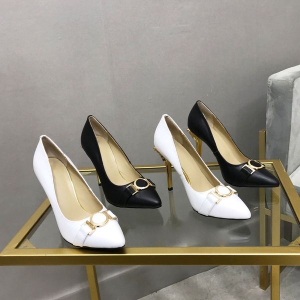 

21/22 high heel women's leather dress shoes early spring temperament black stiletto heels shoe women wedding party shoess high-end qual