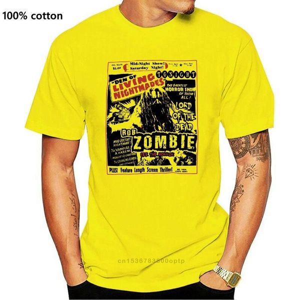 

men's t-shirts rob zombie living nightmares mens white t shirt schock rock industrial metal short sleeves cotton, White;black