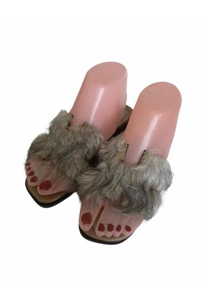 

slippers furry hrms model luxury lady slipper, Black