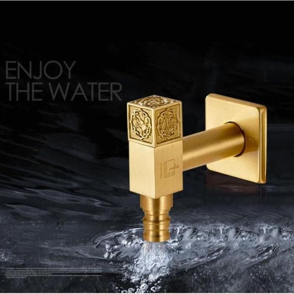 

brush gold wall mount bibcock brass retro tap decorative outdoor garden taps washing machine mop luxury gold wc faucet
