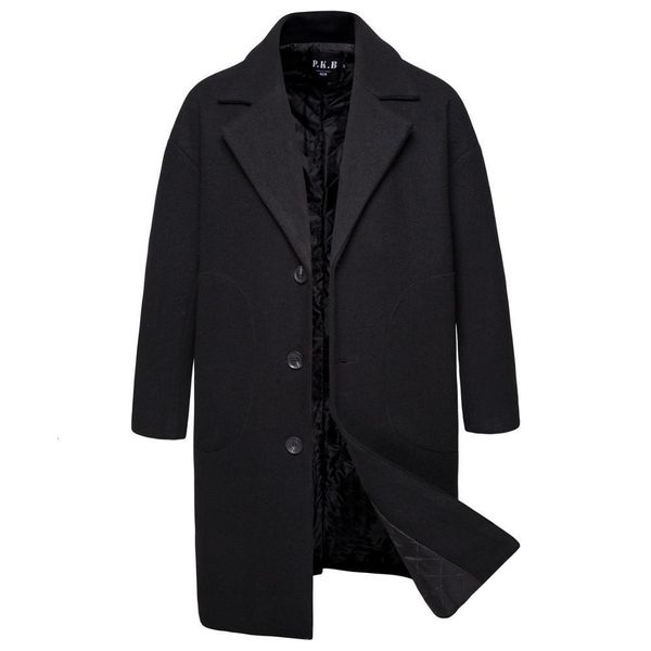 

new 2021 men warm business overcoat mens stylish woolen jacket parka d59b, Black
