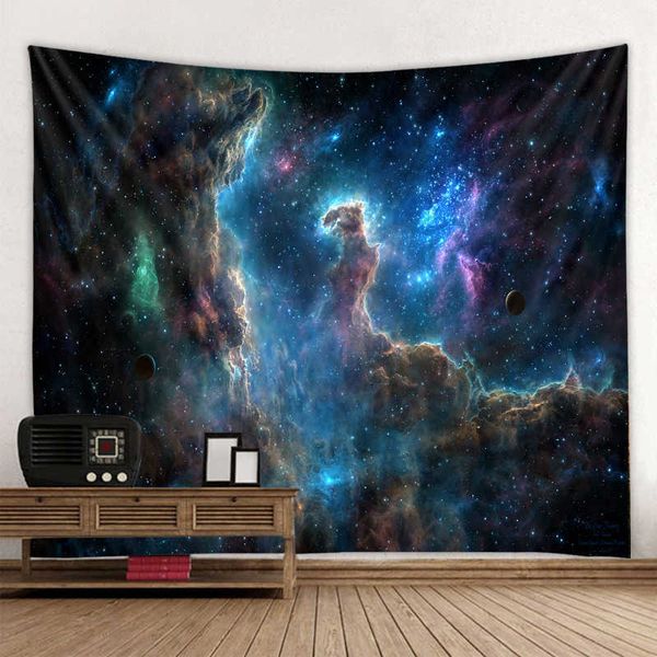 Вселенная космическая туманность большого искусства гобелен напечатанные настенные настенные прикрытие психоделической стены висит пляжное полотенце мандала тонкое одеяло Yoga 210609
