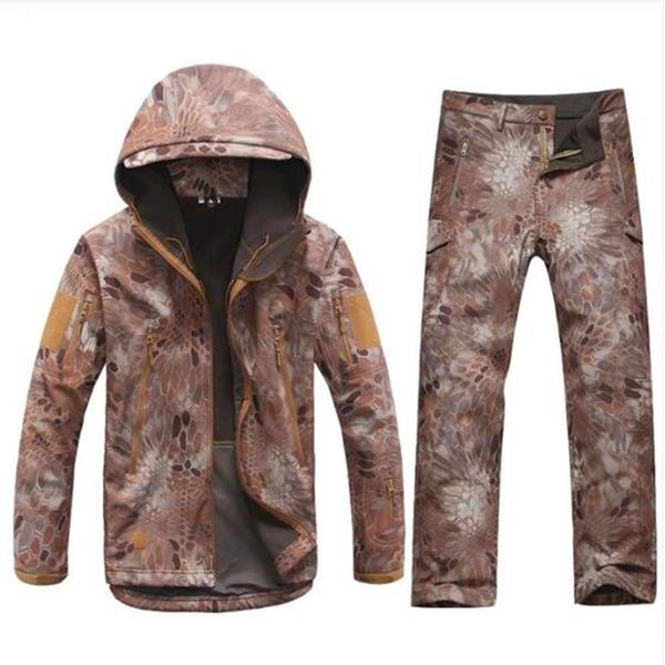 

men's tracksuits ailooge soft shell camouflage jacket set men army waterproof warm camo clothes military fleece coat windbreaker clothi, Gray