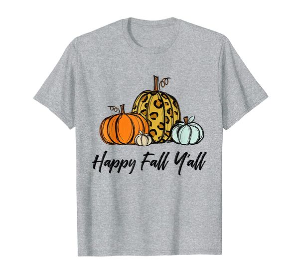 

leopard print pumpkin happy fall y'all thanksgiving gifts t-shirt, White;black
