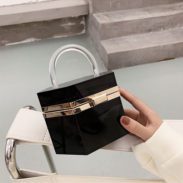 

wholesal transparent acrylic clutch box bag clear purse women bag evening handbag