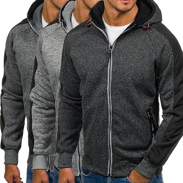 

men's sweaters jacquard hoodie elastic breathable long sleeve solid color thick hat autumn for outdoor, White;black