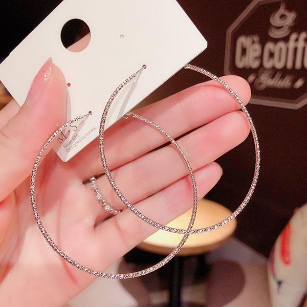 

hoop & huggie 2021 fashion round big circle earrings for women girl punk style party jewelry gift, Golden;silver