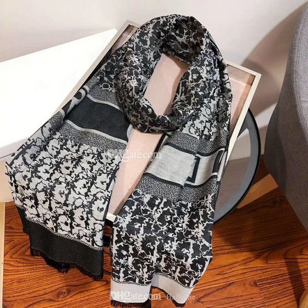 

wholesale classic brand designer silk scarves scarf man women long neck winter wool scarfs design cashmere scarve male warm with box, Blue;gray