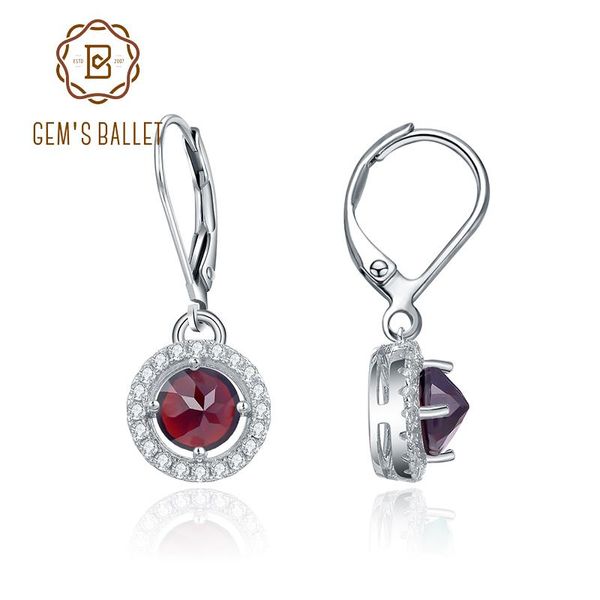 

dangle & chandelier gem's ballet 925 sterling silver genuine gemstone earrings natural black garnet emerald birthstone leverback
