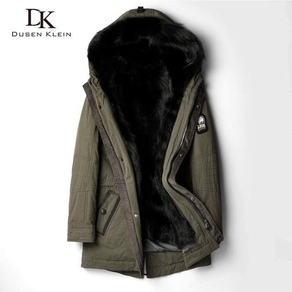 

men's leather & faux designer brand trench coat men long hooded wolf fur liner jackets luxury warm thick outerwear winter black nw11251