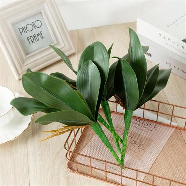

artificial plant pu butterfly orchid fake leaf plant plastic flowers for wedding home garden dacor green leaf simulation