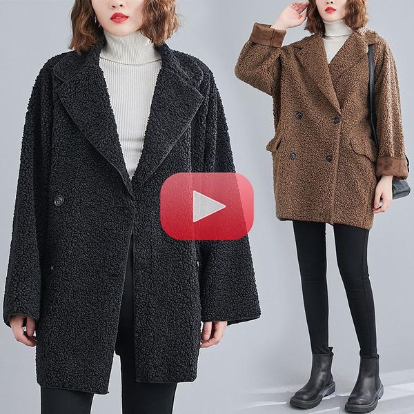 

women's jackets jacket coat spring and autumn large lapel loose top, Black;brown