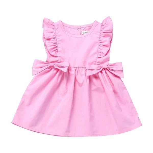 

kids infants girls sleeveless summer dress ruffle flounce sleeve short dresses with side bows party princess skirt 80-120cm h23ijy0, Red;yellow